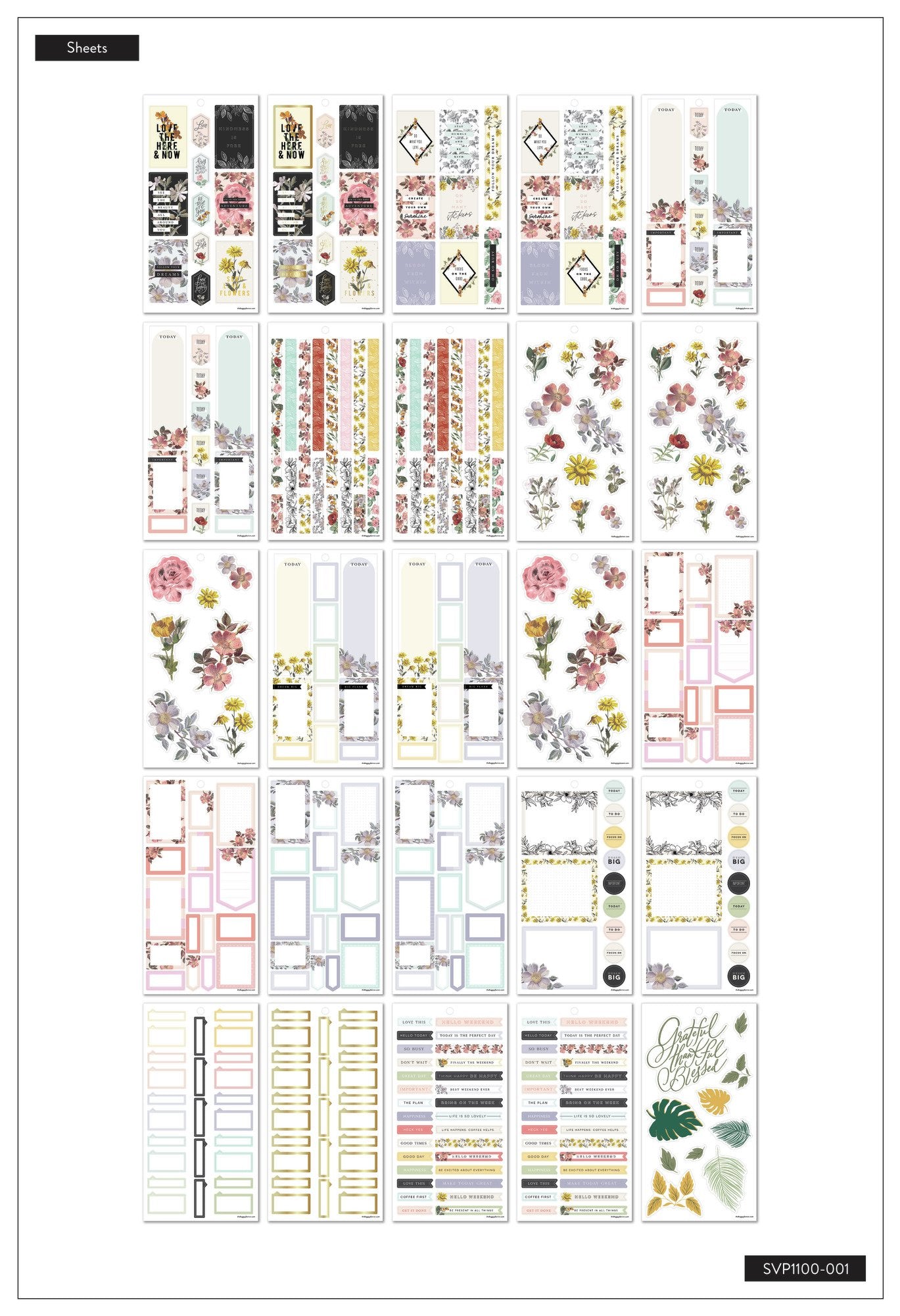Mega Value Pack Stickers – Flowers & Notes – 100 Sheets – The Happy Planner