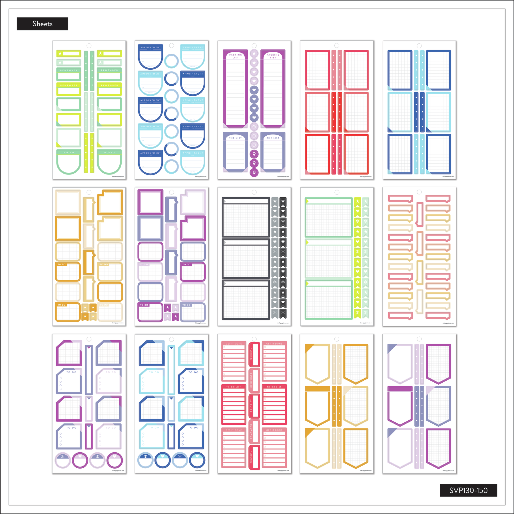 Value Pack Stickers – Essential Boxes & Borders – The Happy Planner