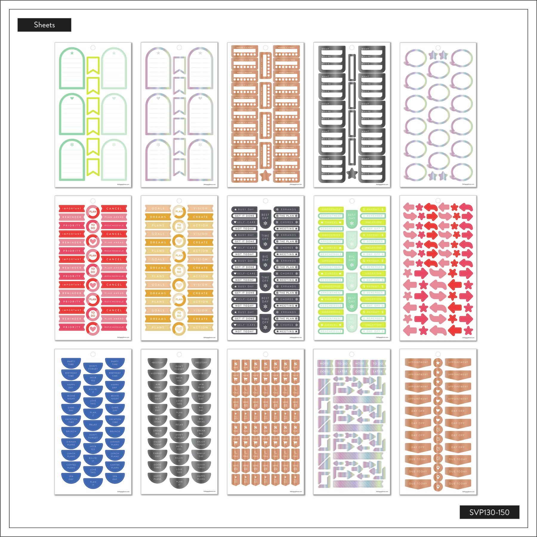 Value Pack Stickers – Essential Boxes & Borders – The Happy Planner