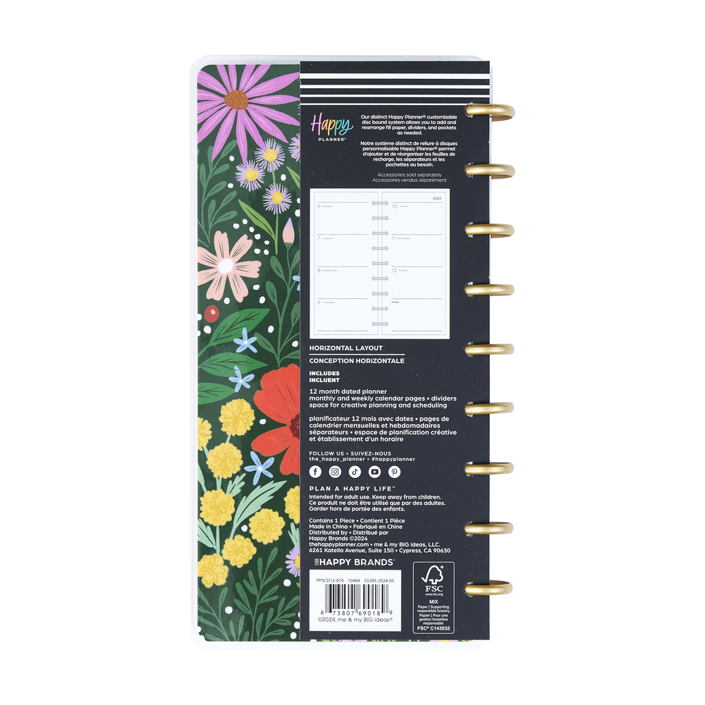 2025 Blooming Bouquet Planner – Skinny Classic Horizontal Layout – 12